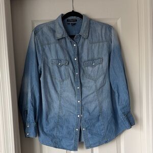 Sandra Ingrish Light Blue Denim Button-Down Shirt